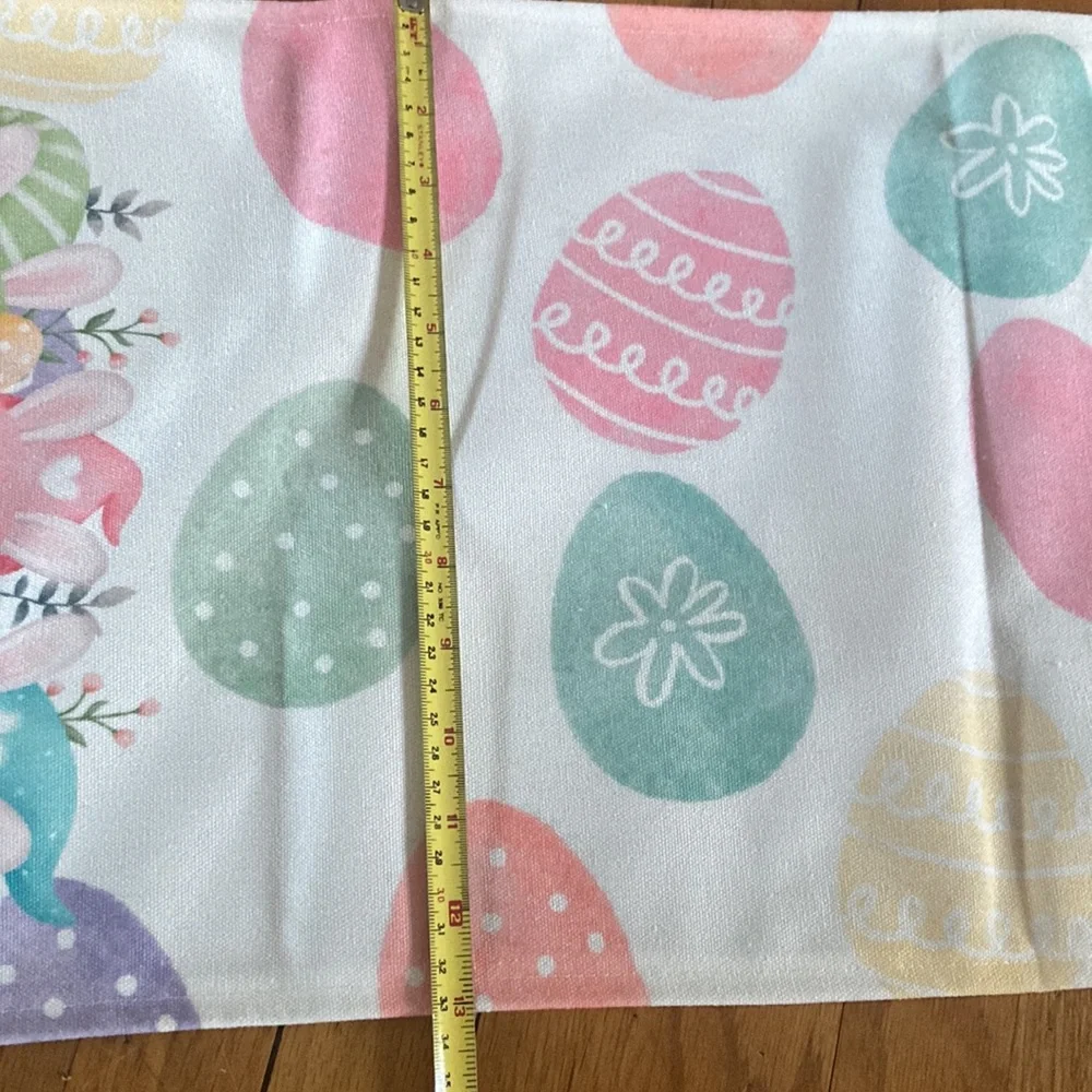 Decorative Easter Pastel Gnomes Eggs 13 in W x 70 in L Table Runner New